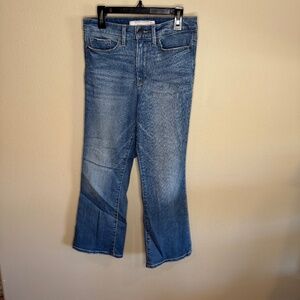 Athleta Sculptek Mid Rise Women's Blue Stretch Denim Jeans Size 2P Boot Cut EUC